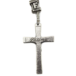 Our Lady of Fatima Grey Glass Rosary with Fatima Letters