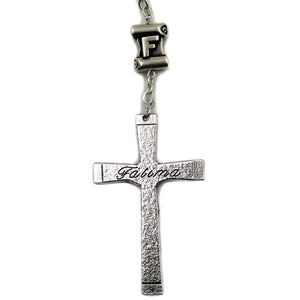 Our Lady of Fatima White Glass Rosary with Fatima Letters