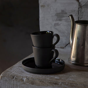 Costa Nova Lagoa Eco Gres 3 oz. Black Coffee Cup & Saucer