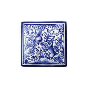 Coimbra Ceramics Hand-painted Decorative Square Box with Lid XVII Cent Recreation #209-1