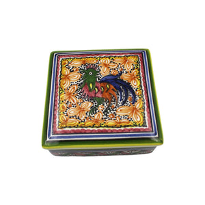 Coimbra Ceramics Hand-painted Decorative Square Box with Lid XVII Cent Recreation #209
