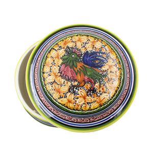 Coimbra Ceramics Hand-painted Decorative Round Box with Lid XVII Cent Recreation #210