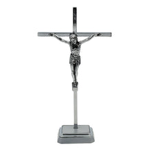 Load image into Gallery viewer, 8.5&quot; Metallic Altar Chrome Crucifix With Stand
