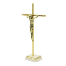 Load image into Gallery viewer, 8.5&quot; Metallic Altar Golden Crucifix With Stand
