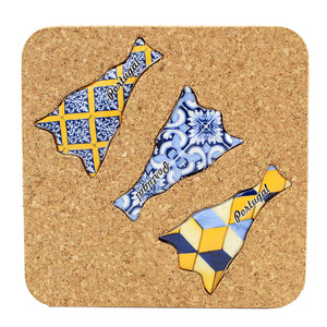 Traditional Portuguese Ceramic Codfish Trivet With Cork