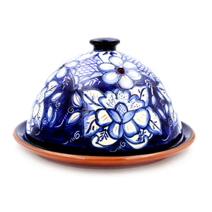 Hand-painted Portuguese Pottery Clay Terracotta Covered Cheese Dish