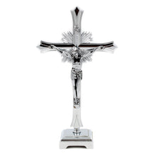 Load image into Gallery viewer, 8&quot; Metallic Altar Silver Crucifix With Stand
