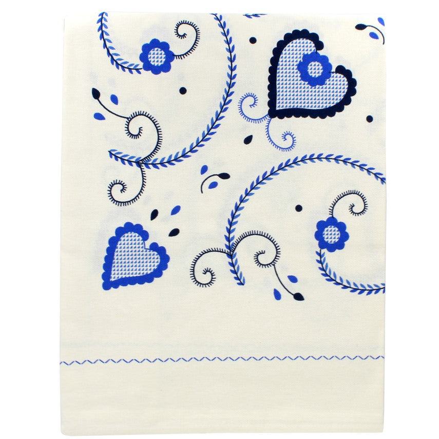 100% Cotton Blue Hearts Made in Portugal Tablecloth