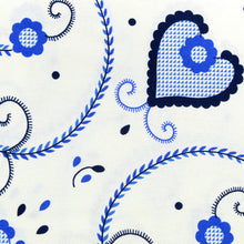 Load image into Gallery viewer, 100% Cotton Blue Hearts Made in Portugal Tablecloth
