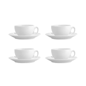 Vista Alegre Broadway White Tea Cup and Saucer, Set of 4