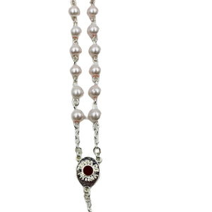 Our Lady of Fatima Light Pink Shiny Pearl Beads Rosary