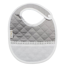 Load image into Gallery viewer, Portuguese Unisex Grey Baby Classic Snap Closure Cross Stitch Bib and Booties Set
