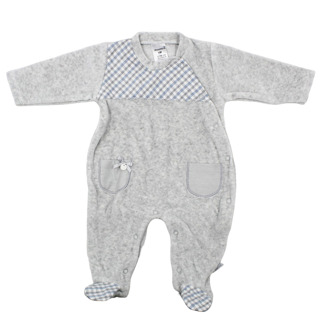 Maiorista Grey Plaid Footed Sleep and Play Babygrow