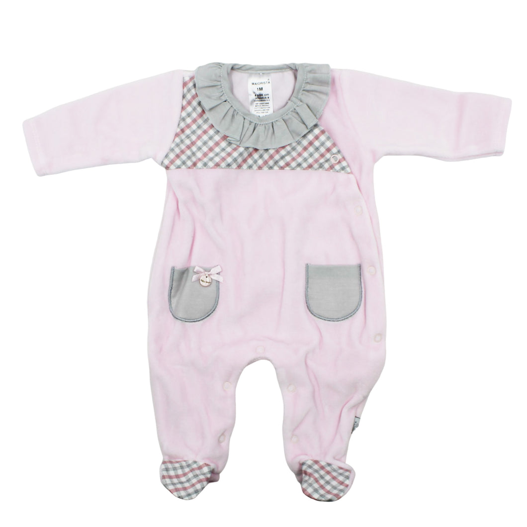 Maiorista Pink Plaid Footed Sleep and Play Babygrow