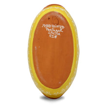 Load image into Gallery viewer, Hand-Painted Terracotta Sausage Roaster Blue or Yellow Design
