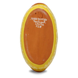 Hand-Painted Terracotta Sausage Roaster Blue or Yellow Design