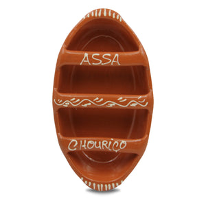 Hand-Painted Terracotta Sausage Roaster Blue or Yellow Design