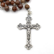 Load image into Gallery viewer, Our Lady of Fatima Handmade Brown Glass Rosary
