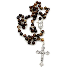 Load image into Gallery viewer, Our Lady of Fatima Handmade Dark Brown Glass Rosary
