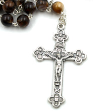 Load image into Gallery viewer, Our Lady of Fatima Handmade Dark Brown Glass Rosary
