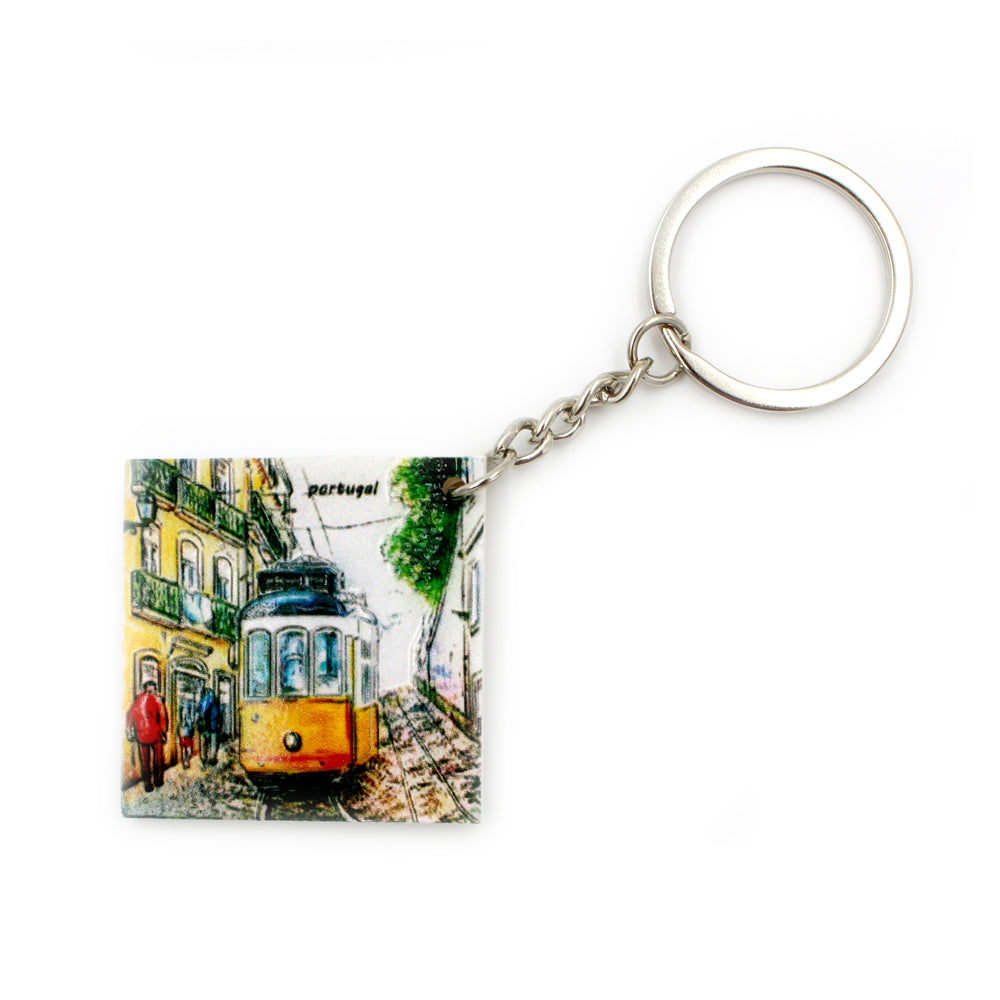 Traditional Portuguese Tram Tile Keychain #2044