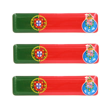 Load image into Gallery viewer, Portuguese Flag With FC Porto Emblem Resin Domed 3D Decal Car Sticker, Set of 3
