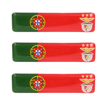 Load image into Gallery viewer, Portuguese Flag With SL Benfica Emblem Resin Domed 3D Decal Car Sticker, Set of 3

