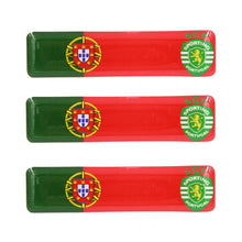 Load image into Gallery viewer, Portuguese Flag With Sporting CP Emblem Resin Domed 3D Decal Car Sticker, Set of 3
