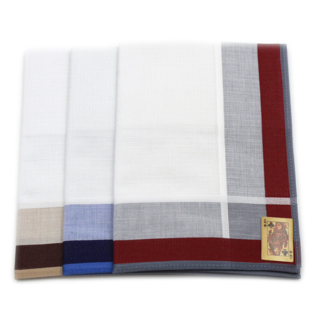 100% Egyptian Cotton Made in Portugal Men Handkerchiefs - Set of 3