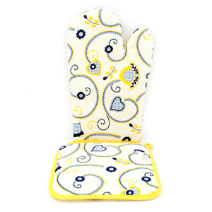 100% Cotton Oven Mitt and Pot Holder Set Made in Portugal - Various Colors
