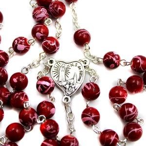Our Lady of Fatima Ruby Red Glass Beads Catholic Rosary