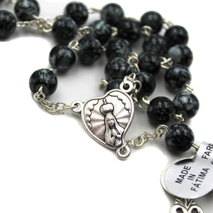Our Lady of Fatima Glass Grey Beads Rosary