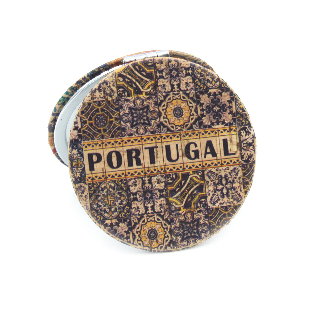 Traditional Portuguese Tile Metal Pocket Mirror Souvenir