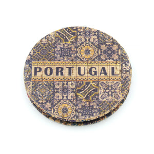 Traditional Portuguese Tile Metal Pocket Mirror Souvenir