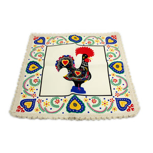 Good Luck Rooster Galo de Barcelos Beige Placemat with Fringe - Set of 2