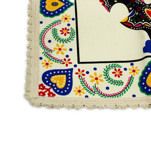 Good Luck Rooster Galo de Barcelos Beige Placemat with Fringe - Set of 2
