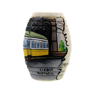 Hand-Painted Lisbon Electric 28 Wooden Barricas Set