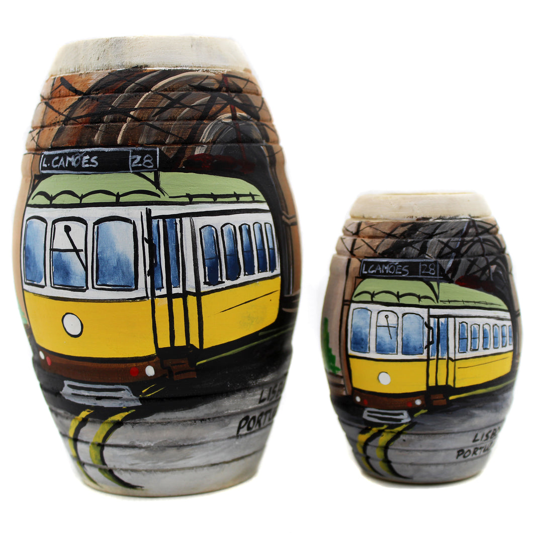 Hand-Painted Lisbon Electric 28 Wooden Barricas Set