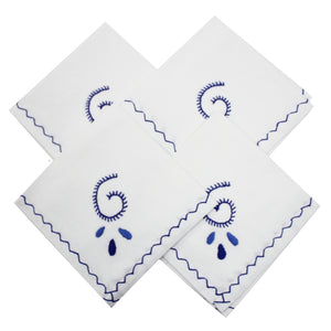 100% Cotton Blue Hand-embroidered Viana's Made in Portugal Tablecloth