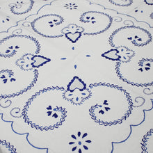 Load image into Gallery viewer, 100% Cotton Blue Hand-embroidered Viana&#39;s Made in Portugal Tablecloth
