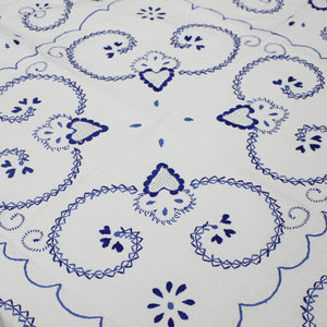 100% Cotton Blue Hand-embroidered Viana's Made in Portugal Tablecloth