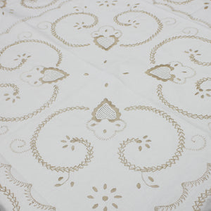 100% Cotton Beige Hand-Embroidered Viana's Made in Portugal Tablecloth