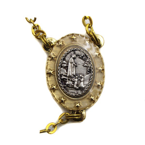 Our Lady of Fatima White and Gold Marble Rosary