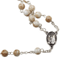 Load image into Gallery viewer, Our Lady of Fatima White and Light Mocha Rosary
