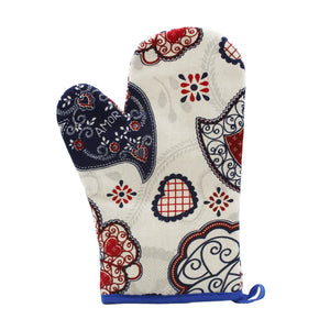 100% Cotton Viana Hearts Oven Mitt and Pot Holder