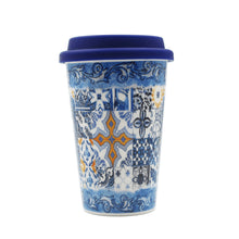Load image into Gallery viewer, Portuguese Tile Azulejo Ceramic Coffee Cup With Lid
