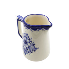 Load image into Gallery viewer, Hand-Painted Portuguese Ceramic Blue Floral White Milk Jug
