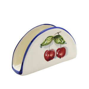 Hand-Painted Portuguese Ceramic Fruits Napkin Holder
