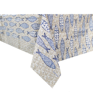 100% Cotton Cobblestone and Sardines Made in Portugal Tablecloth