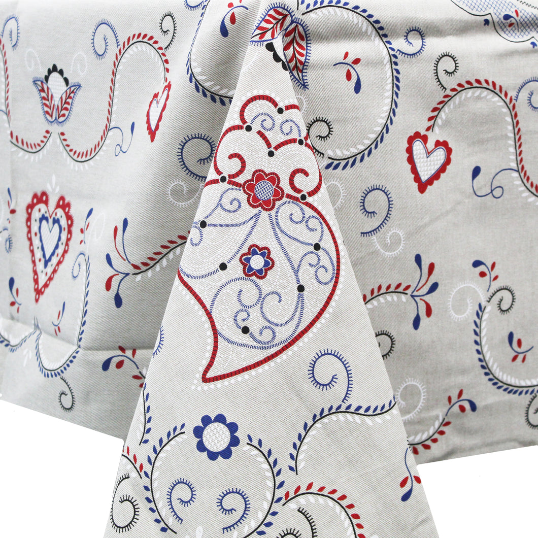 100% Cotton Viana Heart Regional Made in Portugal Tablecloth